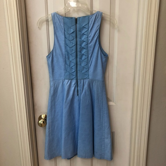 Leather dress, baby blue lux soft back detail Sz S - Picture 3 of 8